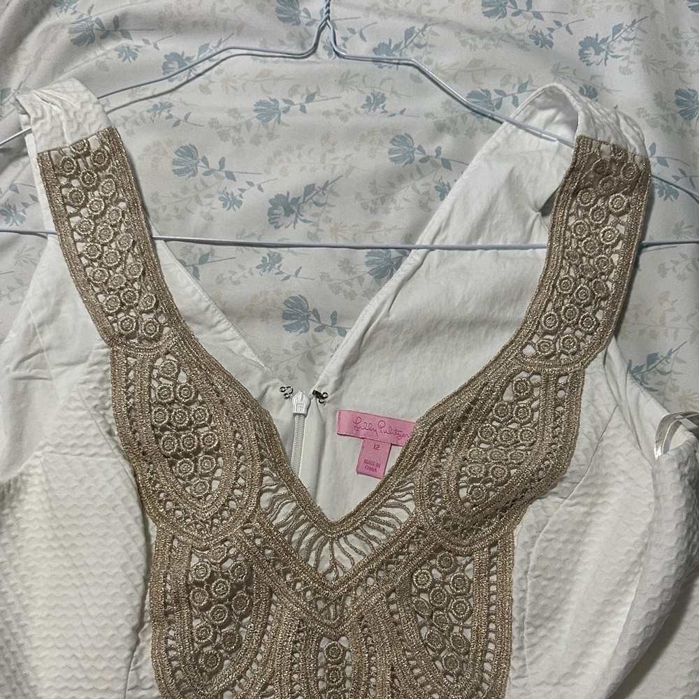 Lilly Pulitzer White Top with Gold Detailing